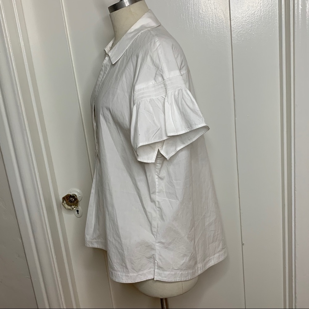 Whistles Short Flutter Sleeve Button Front Shirt - image 3